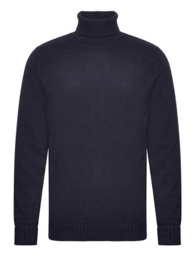 Man Chunky Roll Neck Sweater Tops Knitwear Turtlenecks Navy Davida Cas...