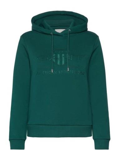 Reg Tonal Shield Hoodie Tops Sweat-shirts & Hoodies Hoodies Green GANT