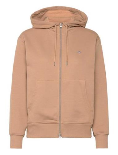 Shield Zip Hoodie Tops Sweat-shirts & Hoodies Hoodies Beige GANT