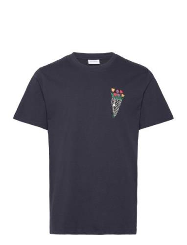 Bouquet T-Shirt Tops T-shirts Short-sleeved Navy Les Deux