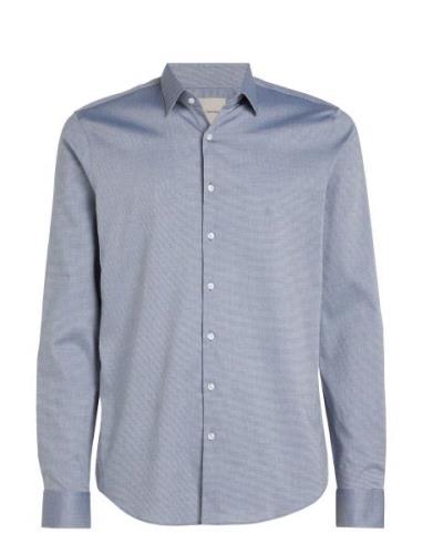 Non Iron Pattern Slim Shirt Tops Shirts Business Blue Calvin Klein