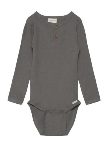 Body Ls Rib Bodies Long-sleeved Grey Minymo