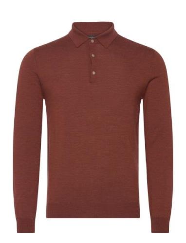 Maklint Tops Knitwear Long Sleeve Knitted Polos Brown Matinique