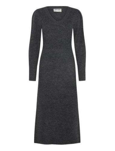 Vmangalina Ls V-Neck 7/8 Knit Dress Vma Maxikjole Festkjole Grey Vero ...