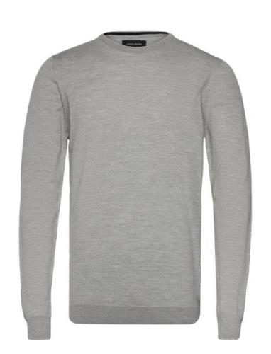 Merino Wool Crew Tops Knitwear Round Necks Grey Clean Cut Copenhagen