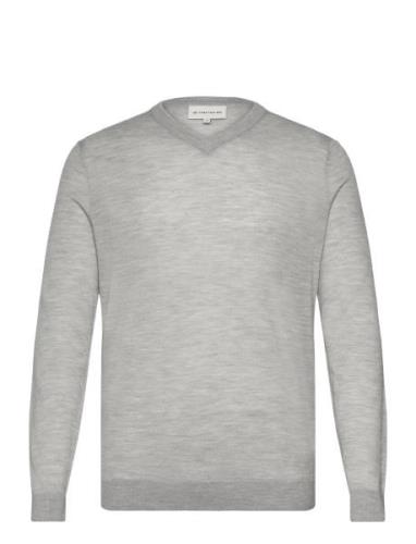 Fine Merino V-Neck Knit Tops Knitwear V-necks Grey Tom Tailor