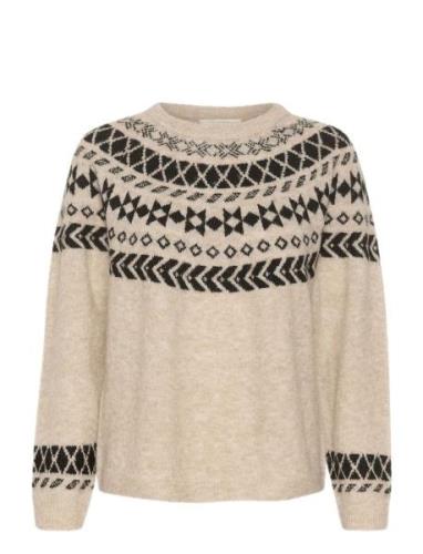 Crcherrie Knit Pullover Tops Knitwear Jumpers Beige Cream