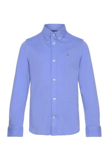 Cotton Interlock Shirt Tops Shirts Long-sleeved Shirts Blue Ralph Laur...