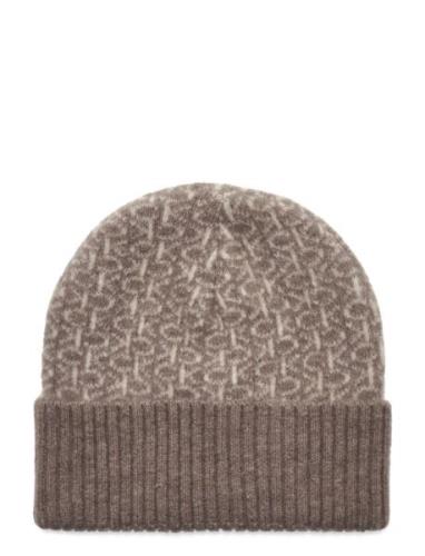 Monogram Fold Turn Up Beanie Accessories Headwear Beanies Brown Calvin...