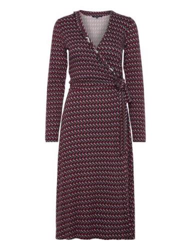 Elisa Harlekin Wrap Dress Knelang Kjole Red Ilse Jacobsen