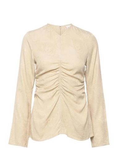 Kristy - Matte Jacquard Tops Blouses Long-sleeved Beige Day Birger Et ...