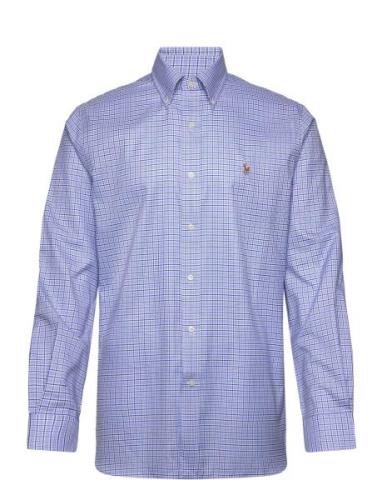 Custom Fit Plaid Pinpoint Oxford Shirt Tops Shirts Casual Blue Polo Ra...