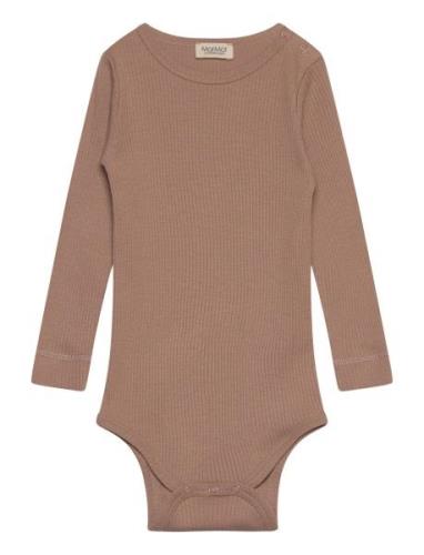 Plain Body Ls Bodies Long-sleeved Brown MarMar Copenhagen