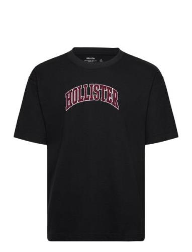 Hco. Guys Graphics Tops T-shirts Short-sleeved Black Hollister