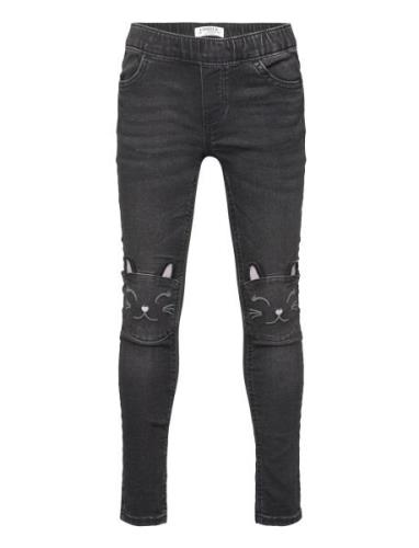 Trousers Denimjersey Sara Knee Bottoms Jeans Regular Jeans Black Linde...