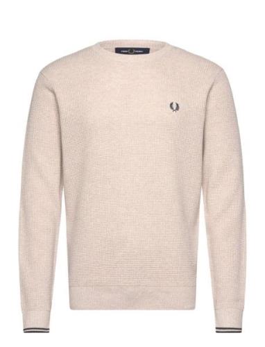 Waffle Stitch Jmpr Tops Knitwear Round Necks Beige Fred Perry