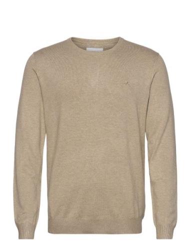 Mélange Round Neck Knit Tops Knitwear Round Necks Beige Lindbergh