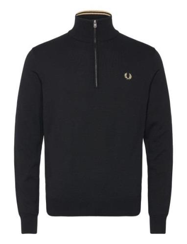 Classic Half Zip Jumper Tops Knitwear Half Zip Jumpers Black Fred Perr...