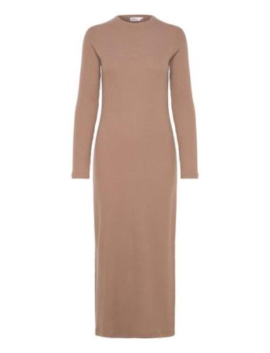 Daniela Rib Dress Maxikjole Festkjole Beige Once Untold