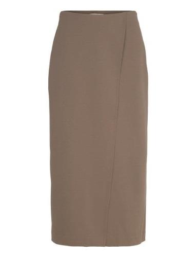 Slbea Skirt Knelangt Skjørt Brown Soaked In Luxury