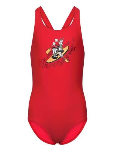 Adidas Disney Mickey & Friends Swim Suit Badedrakt Badetøy Red Adidas ...