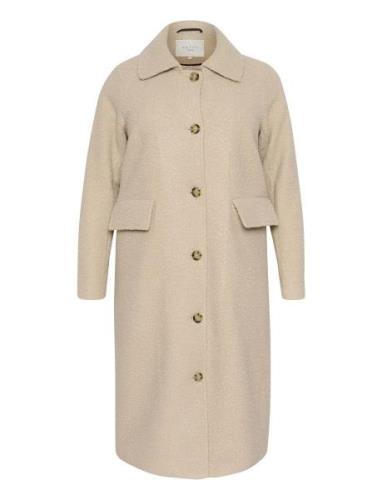 Kcannelene Coat Outerwear Coats Winter Coats Beige Kaffe Curve