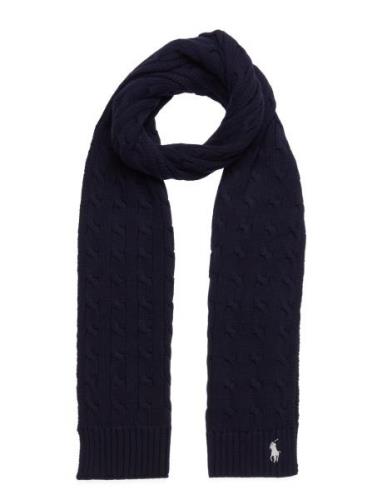 Cotton-Cotton Cable Scarf Accessories Scarves Winter Scarves Navy Polo...