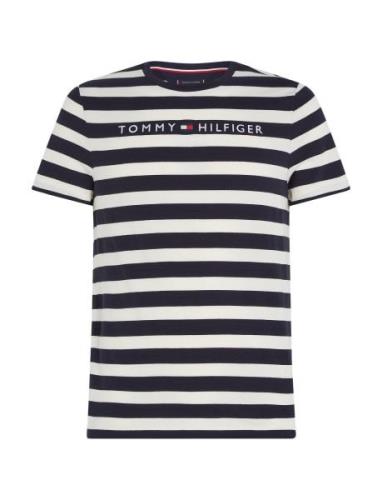 Tommy Logo Stripe Tee Tops T-shirts Short-sleeved Navy Tommy Hilfiger