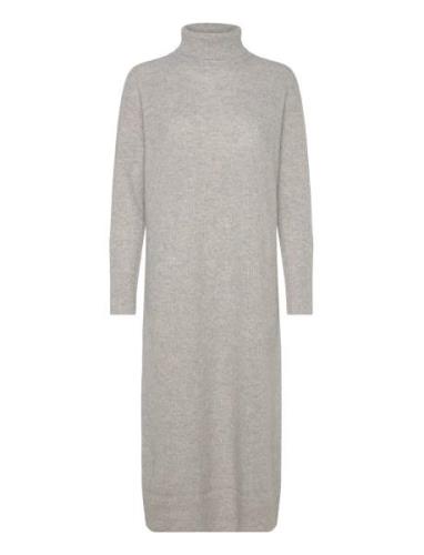 Wool Cash Roll-Nk Long Dress Knelang Kjole Grey Tommy Hilfiger