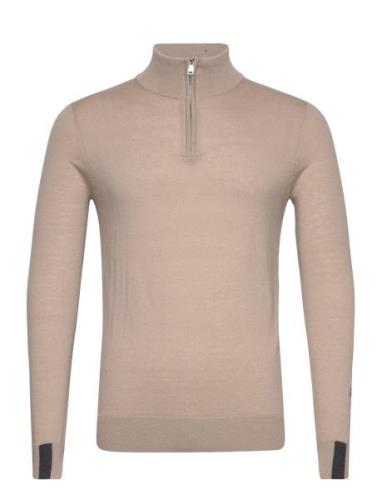 Mmgadam Soft Zip Turtle Neck Knit Tops Knitwear Half Zip Jumpers Beige...