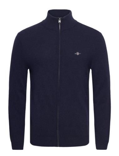 Extrafine Lambswool Zip Cardigan Tops Knitwear Half Zip Jumpers Navy G...