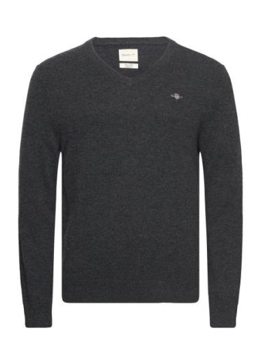 Extrafine Lambswool V-Neck Tops Knitwear V-necks Grey GANT