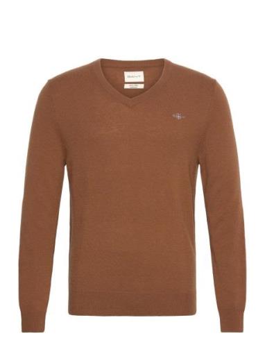 Extrafine Lambswool V-Neck Tops Knitwear V-necks Brown GANT