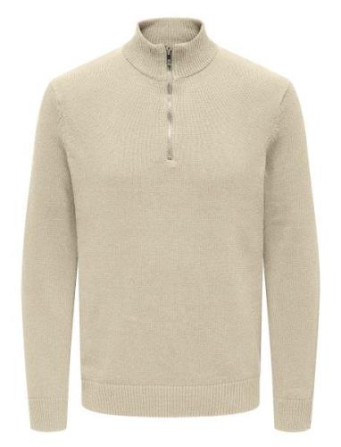 Onsfabian Life Reg 7 Half Zip Knit Tops Knitwear Half Zip Jumpers Beig...