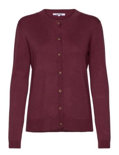 Srmarla Cardigan Knit Tops Knitwear Cardigans Burgundy Soft Rebels