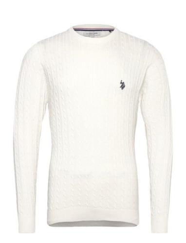 Uspa Knit Archi Men Tops Knitwear Round Necks White U.S. Polo Assn.