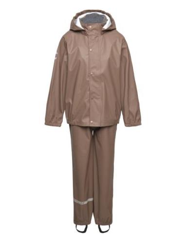 Pu Rain W. Susp. Recycled Outerwear Rainwear Rainwear Sets Brown Mikk-...