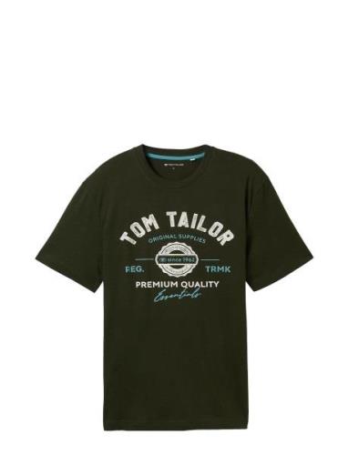 Logo Tee Tops T-shirts Short-sleeved Khaki Green Tom Tailor