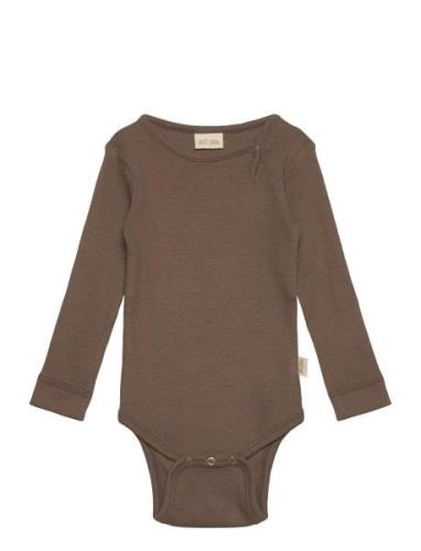 Body L/S Modal Bodies Long-sleeved Brown Petit Piao