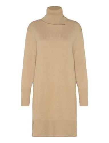 C_Feringata Dresses Knitted Dresses Beige BOSS