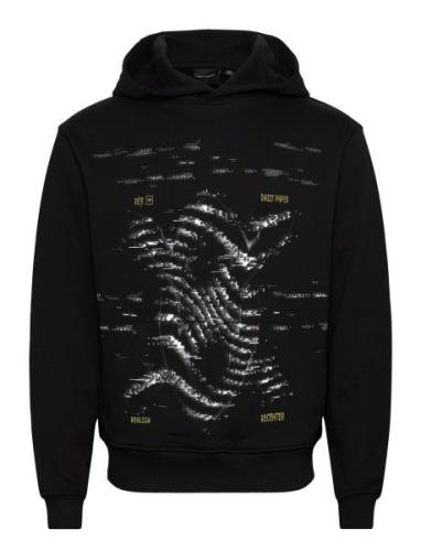 Rewind Over D Hoodie Designers Sweat-shirts & Hoodies Hoodies Black Da...