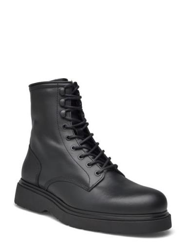 Lace Up Boot W/ Zip Lth Støvletter Med Snøring Black Calvin Klein