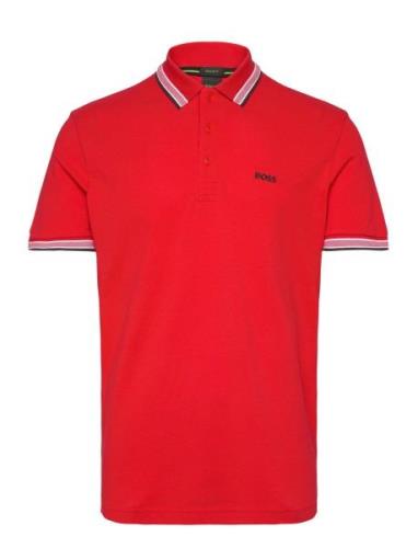 Paddy Sport Polos Short-sleeved Red BOSS