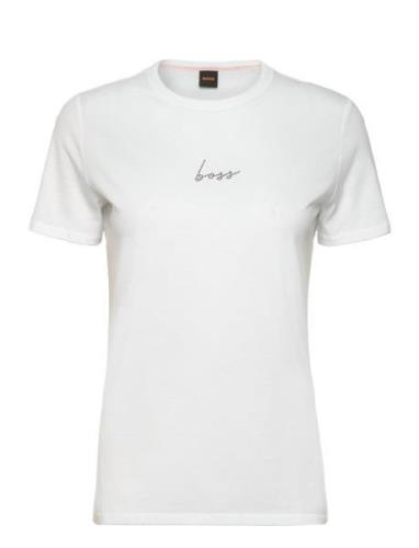 C_Elogo_Crystal Tops T-shirts & Tops Short-sleeved White BOSS