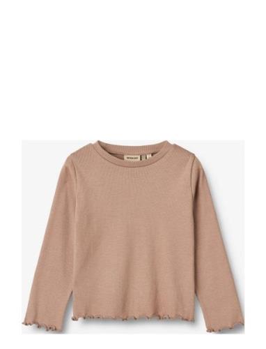 T-Shirt L/S Else Tops T-shirts Long-sleeved T-shirts Beige Wheat