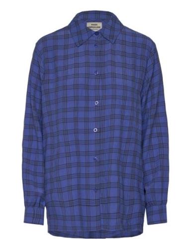 Check Pop Vina Shirt Tops Shirts Long-sleeved Blue Mads Nørgaard