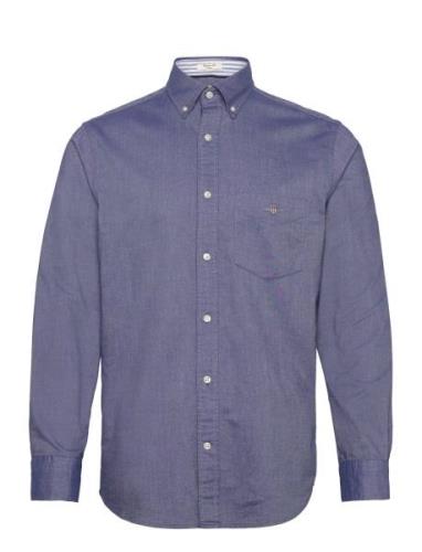 O1. Heather Oxford Check Reg Bd Tops Shirts Casual Blue GANT