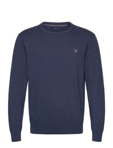 Cotton C-Neck Tops Knitwear Round Necks Navy GANT