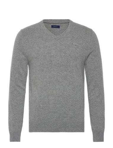 Extrafine Lambswool V-Neck O/S Tops Knitwear V-necks Grey GANT