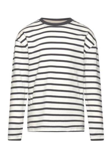 Striped Long Sleeves T-Shirt Tops T-shirts Long-sleeved T-shirts White...